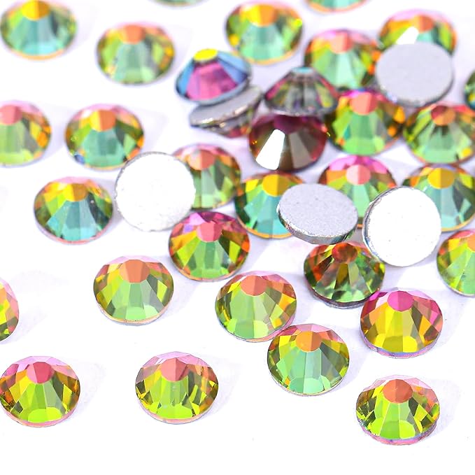Novani Rhinestones 1440pcs SS10 Glass Rhinestones Crystal Flatback Gemstones for Crafts Nails Makeup Bags and Shoes Decoration（SS10, Rainbow）