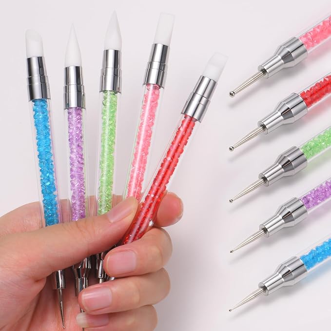 62Pcs Nail Art Pens brushes Set, Nail Sponges for Ombre with Grabbing Pen, Dual Tipped Silicone Dotting Sculpture Pen, Liner Brushes for Nails and Mixing Palette Pen Holder, Nail Brushes for Nail Art
