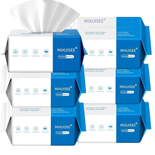 Disposable face towel. MIXUISEE thick and soft face towels. 100% cotton face cloths.facial towels 130% thickness.Remove makeup and cleansing.Suitable for sensitive skin.(360 pieces)