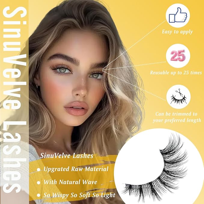 Manga Lashes With Clear Band 6-13mm Natural Lashes That Look Likes Extensions,Wispy False Lashes Thin Flexible Band,Cat Eye D Curl Wet Lashes Wispy,Reusable Eye Lash Invisible Band Lashes By Hiklasy