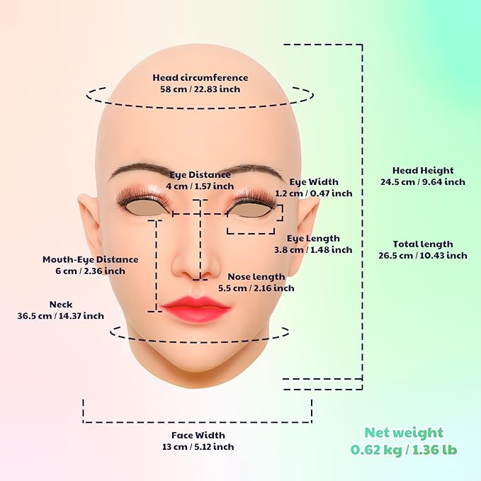 Realistic Female Silicone Head Mask Novelty Adults Full Face Mask Cosplay Halloween Crossdresser Party Mask