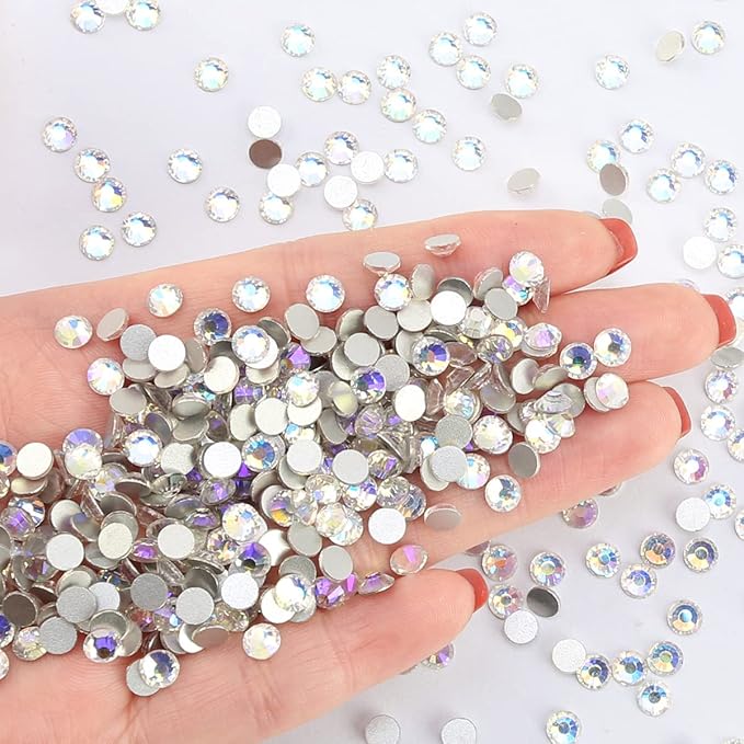 Novani Rhinestones 3000Pcs Flatback Crystal Round Loose Gemstones Glass Rhinestones for Crafts Makeup Nail Art Clothes Shoes DIY Decorations(SS6, 1.9-2.0mm,Moon Night)