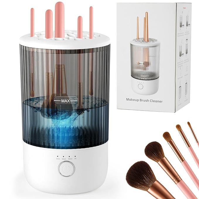 Electric Makeup Brush Cleaner Machine - 6500RPM Automatic Makeup Brush Cleaning Machine, Portable Design with 1800mAh Rechargeable Battery for All Brush Sizes, Perfect Gift for Makeup Lovers