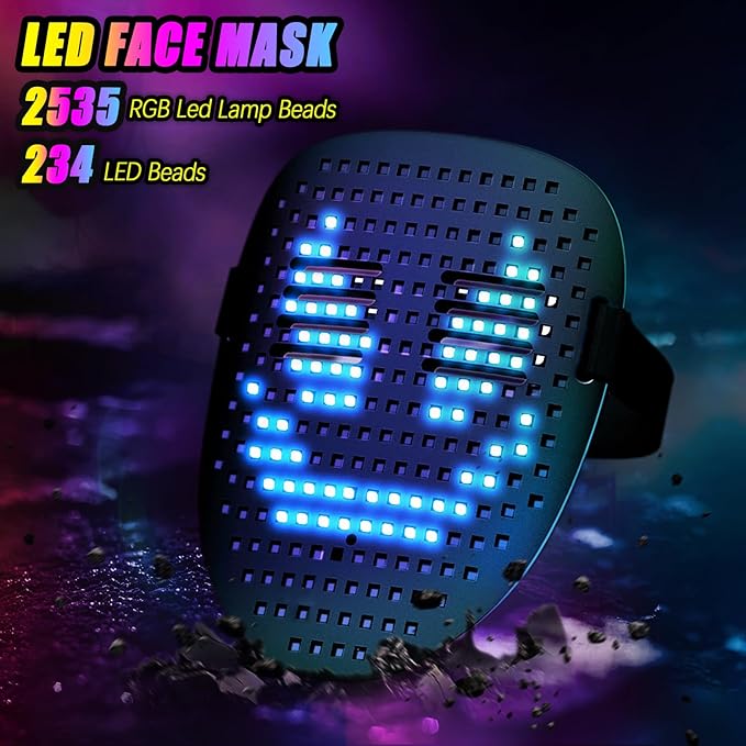 Ompusos LED Mask Light Up Mask with Gesture Sensing, Cool Costume Mask Teen Boys Gifts for Halloween Christmas Birthday