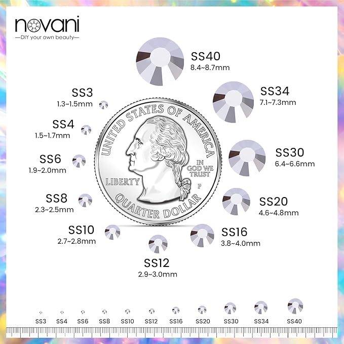 Novani Rhinestones Flatback Rhinestones Glass Gems Stones Jewels Round Gemstones Non-Hotfix Crystal for Crafts,SS20,1440 Pieces,Hematite Black