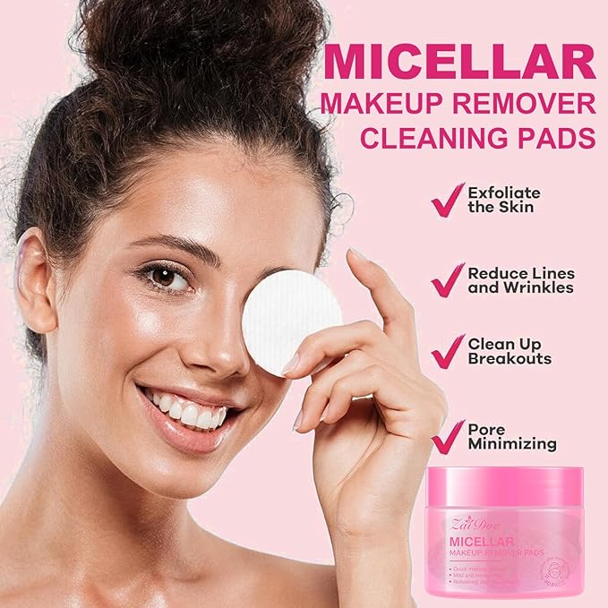 Remover Wipes, Exfoliating Face Cleansing Pads with Witch Hazel & Vitamin C for Hydrating & Calming for Sensitive Skin, 40ct