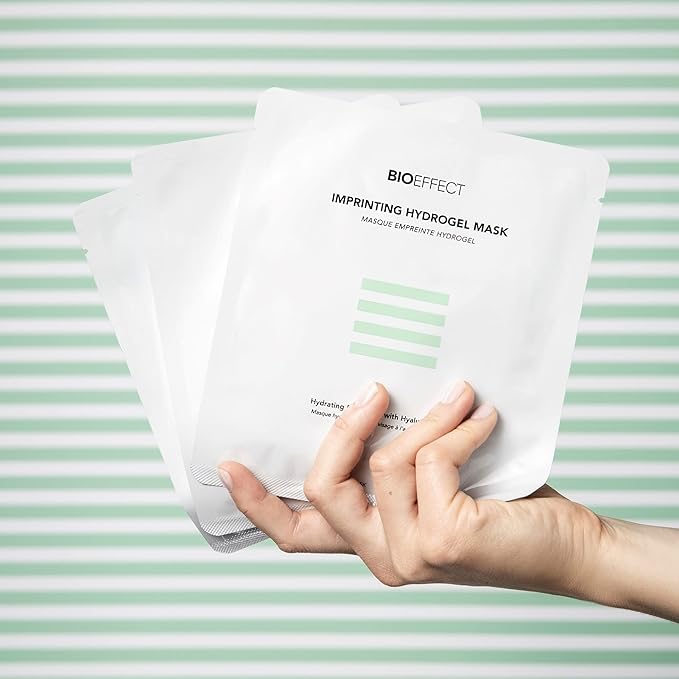 BIOEFFECT Imprinting Hydrogel Facial Skincare Mask 6-Pack with Hyaluronic Acid is Deeply Moisturizing, Skin Plumping and Fast Absorbing, Gel Hydrating Sheet Mask Beauty Treatment, Alcohol-Free