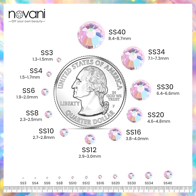 Novani Pink AB Rhinestones Glass Rhinestone for Crafts Flatback Crystals Gems and Rhinestones for Nails Art Makeup Face Clothes Shoes Decoration DIY(SS8,1440pcs,Pink AB)