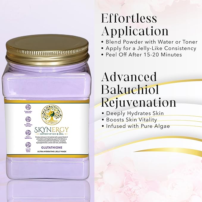 Glutathione Jelly Masks - Professional HydroGlo Peel-Off Face Mask for Hydration, Soothing Skin & Glowing Skin, Suitable for All Skin Types, Vajafacial Jelly Mask | 12 Applications (30 Fl Oz)