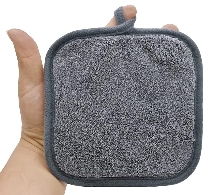 BloomSesame Makeup Remover Cloths for Face, Eye, Lips - Reusable Makeup Remover Pads Soft Microfiber Facial Cleansing Cloths 5 x 5 inch 6 Pack (Gray)