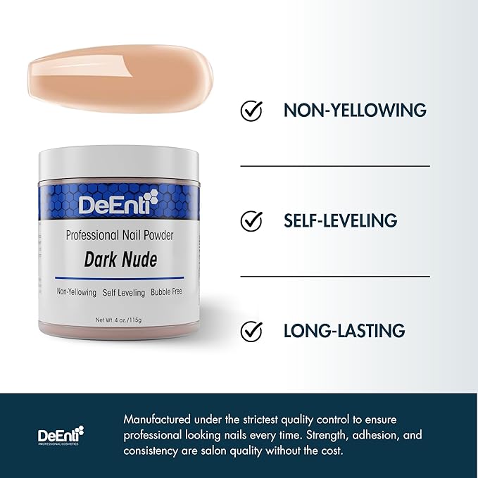 DeEnti Acrylic Nail Powder - 4oz Dark Nude|Professional Grade, Bubble-Free Acrylic Powder for Nails | Long-Lasting, Chip-Resistant Nail Acrylic Powder for Carving, Extensions & Fake Nails