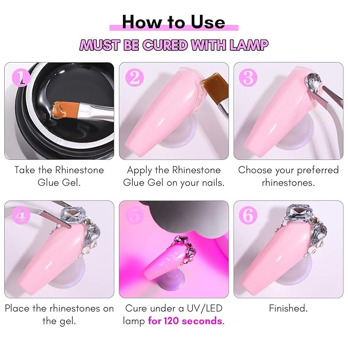 Makartt Nail Rhinestone Glue Gel with Brush Pen Set, 15ml Clear Nail Gem Glue Wipe-Off Super Strong Adhesive Nail Art Glue Gel for Nail Decorations 3D Stones Charms Flowers, Nail Lamp Needed