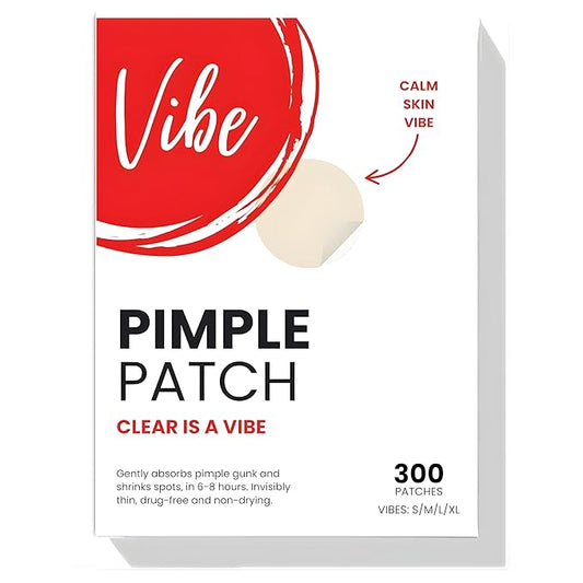 Vibe Pimple Patches for Face – Hydrocolloid Acne Patches | Invisible Zit Stickers | Salicylic Acid, Tea Tree Oil & Calendula | Spot Treatment for Blemishes & Breakouts (300 Count (Pack of 1))