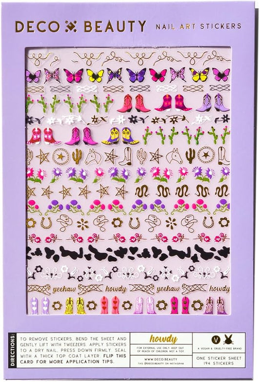 Deco Beauty Howdy - Super Thin & Easy-to-Apply Nail Art with The Cutest Designs - Durable & Long-Lasting Nail Art Stickers and Decals for Women, for DIY at-Home Manicures & Salon-Quality Nails