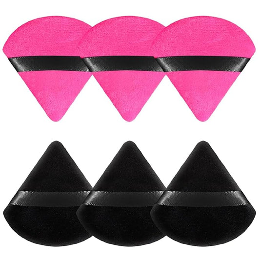 6 Pieces Powder Puff Face Soft Triangle for Loose and Body Powder, Velour Makeup Sponge Set Setting Powder Puff Makeup Tools