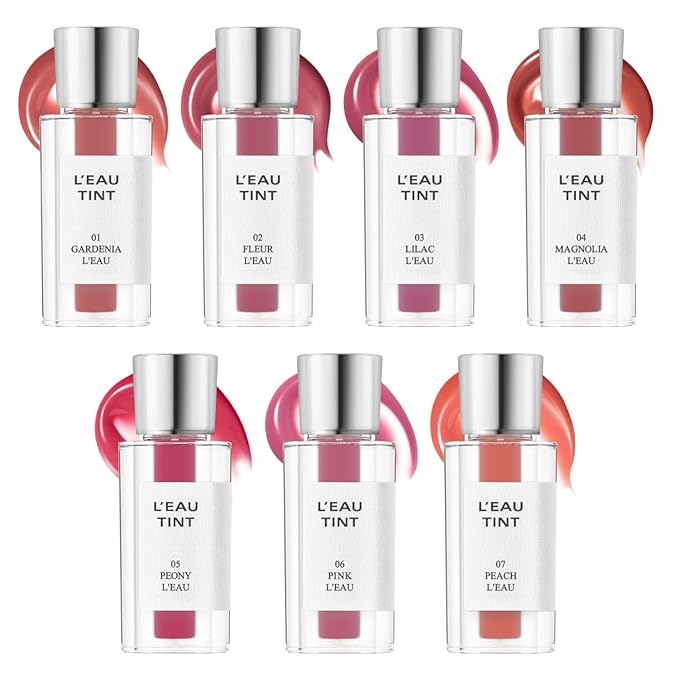 BBIA L’EAU Tint – Glossy & Glow Lip Stain Watery Lip Tint Non-Sticky High Shine Finish Long-lasting Moisturizing Lightweight Natural Daily Use Vegan Korean Makeup (01-07 MINI 7PCS SET)