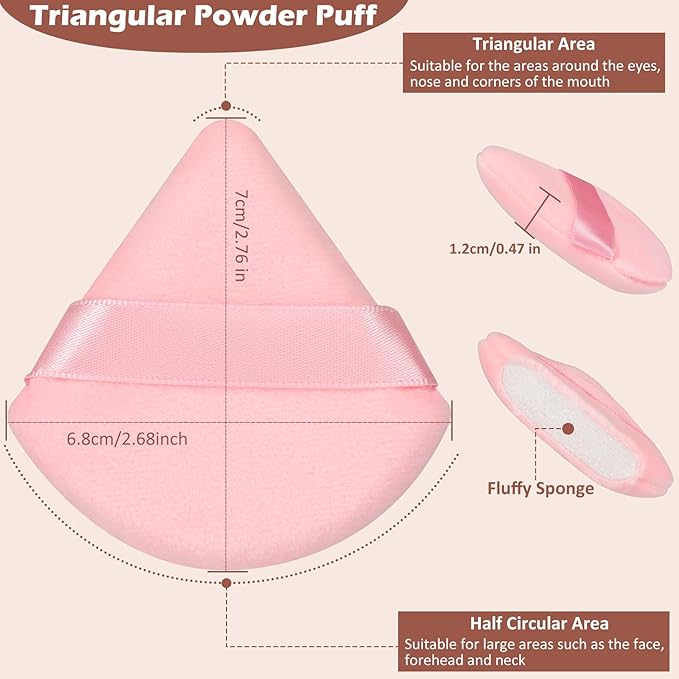 Colovis 72 PCS Powder Puff, Face Soft Makeup Sponge, Velour Triangle Powder Puff for Foundation, Makeup Puff Setting Makeup for Loose Powder, Beauty Tools(Pink)