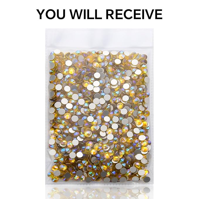 1440Pcs Lemon Ab Crystal Rhinestones,Glass Flatback Rhinestones Gemstones for Nail Face Makeup Art Crafts Clothes Decoration-(SS20,4.8mm,Lemon Ab)