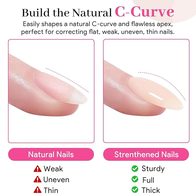 QIEK Builder Nail Gel Polish, 8-in-One Building Strengthener Apex Enhancement Extension Hard Jelly Nude Gel Polish LED Lamp Cured Rubber Base Coat for DIY Manicure Home Beauty Gifts for Women
