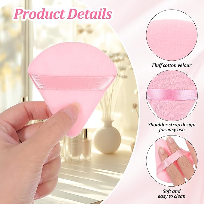 Molain 150 Pcs Triangle Powder Puffs, Soft Makeup Puffs Wet & Dry Use Cosmetic Sponge Applicators for Loose Powder Foundation Face Body(Black, Pink, White, Brown, Red)