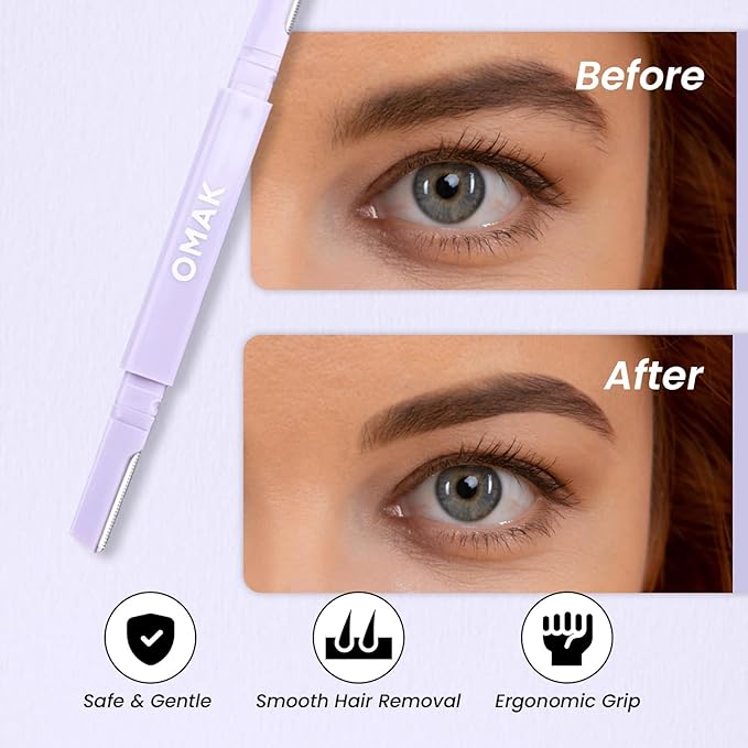 Double-Ended Face Razor for Women – Eyebrow & Dermaplaning Tool | 6 Pack = 12 Blades Stainless Steel | Peach Fuzz Remover & Exfoliator for Smooth, Glowing Skin