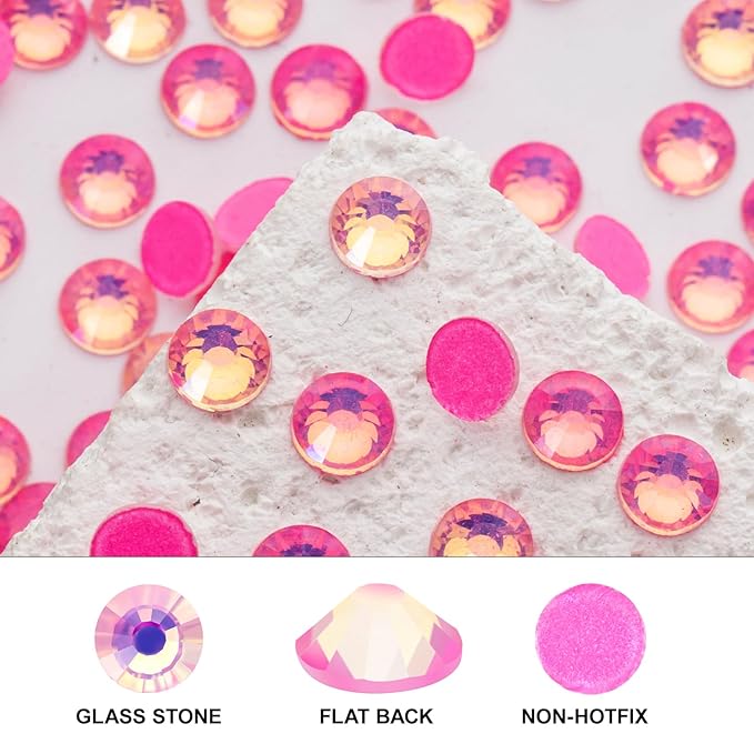 Novani 576 Pieces Flatback Rhinestones Glass Round Gems F-Pink Crystals for Nail Art DIY Crafts Clothes Shoes,SS30,6.4-6.6mm