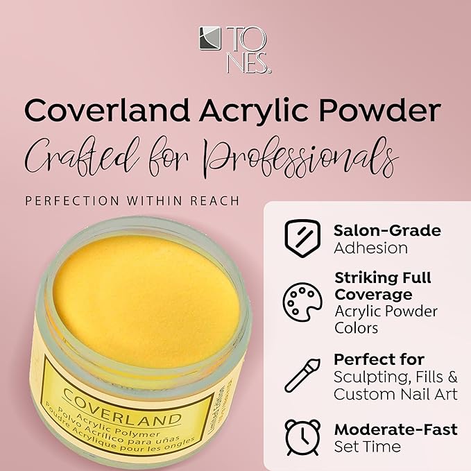 Tones Coverland Acrylic Powder | Sunflower | 1.5 Oz | Limited Edition for Nail Design | Sculpting | Masking Bed Imperfections | Professional Supplies