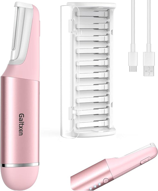 Sonic Dermaplane Razor for Women Face Beauty Eyebrow Trimmer, Exfoliation & Peach Fuzz Facial Hair Removal for Women, Electric Face Razors Shaver Epilator Anti-Aging 3 Speeds & 10 Refill Blades, Pink