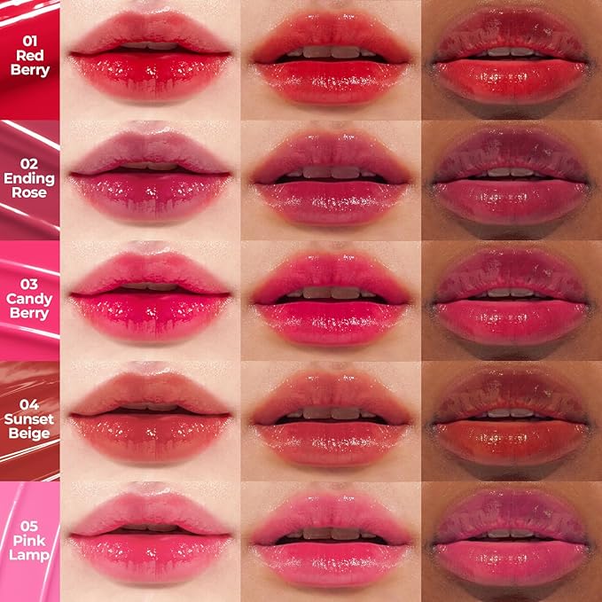 Pudding Glow Korean Lip Tint | Natural Lip Stain | Gloss to Stain | Long-Lasting & Non-Sticky | Lightweight Lip Tint | 0.14 oz. (03 CANDY BERRY)
