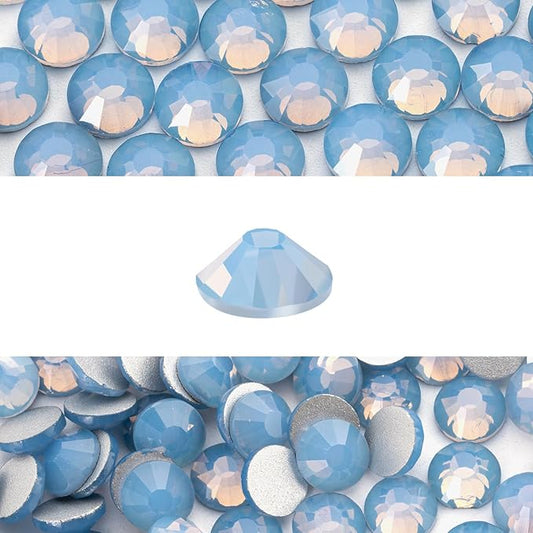 Novani 3000 Pieces Flatback Rhinestones Glass Round Gems Blue Opal Crystals for Nail Art DIY Crafts Clothes Shoes,SS8,2.3-2.5mm