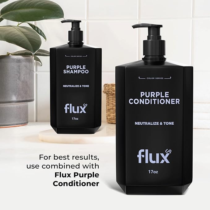 FLUX UP Purple Shampoo for Blonde Hair Women & Men – Blonde & Silver Hair Toning – Sulfate-Free Anti-Brass Purple Shampoo for Blondes, Highlights & Color-Treated Strands – 17 fl oz