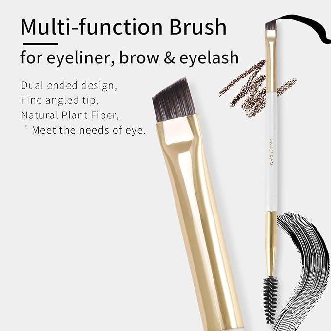 Flat Angled Eyebrow Brush & Fine Angled Eyeliner Brush & Eyelash Brush Set, Fine Angled Brow Brush, Flat Eyebrow Brush, Eyeliner Brush, Winged Eyeliner Brush Angled. (163-3P)