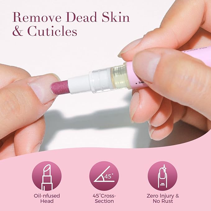 SASSYTIP Cuticle Care Duo: Cuticle Remover Gel & Ceramic Pusher Pen | Instant Dead Skin Removal & Deep Hydration | For Salon-Smooth Nails, Gel & Press-On Prep | 1 fl oz + 2ml Oil Pen (Pink&Gel)