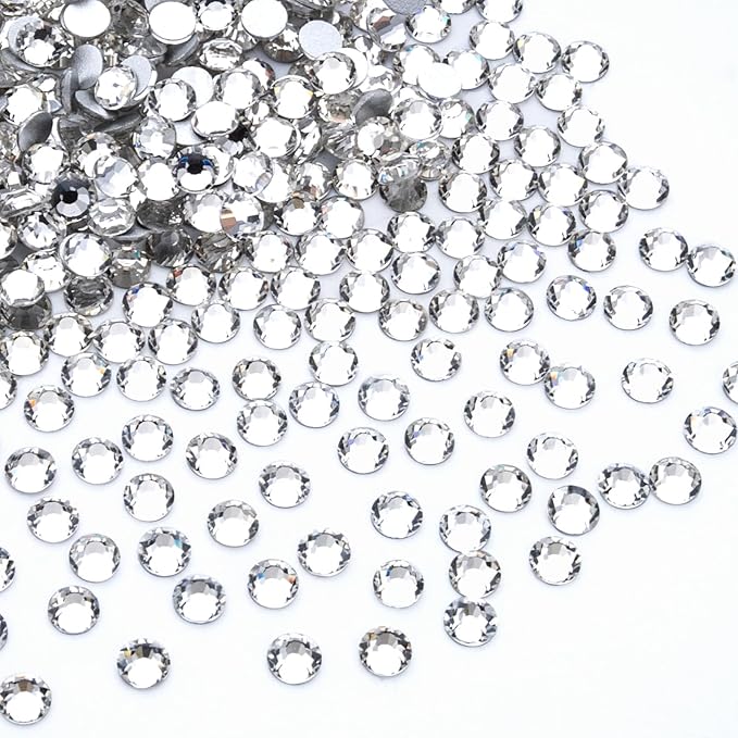 288Pcs White Crystal Rhinestones,Glass Flatback Diamonds for Nail Face Makeup Art Crafts Clothes Glitter Decoration -(SS34,7.0mm,White)