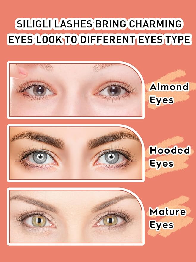 Natural Lashes Eyelashes Wispy Cat Eye Lashes with Thin Band 10mm Lash Strips Siligli Eyelashes 3D Volume Lash C Curl Natural Eyelash Pack 7 Pair