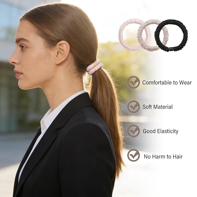 12Pcs Simulated Silk Fabric Hair Ties for Hair Sleep Scrunchies for Women Gril Long Hair Short Hair No Damage Elastic Ponytail Holders