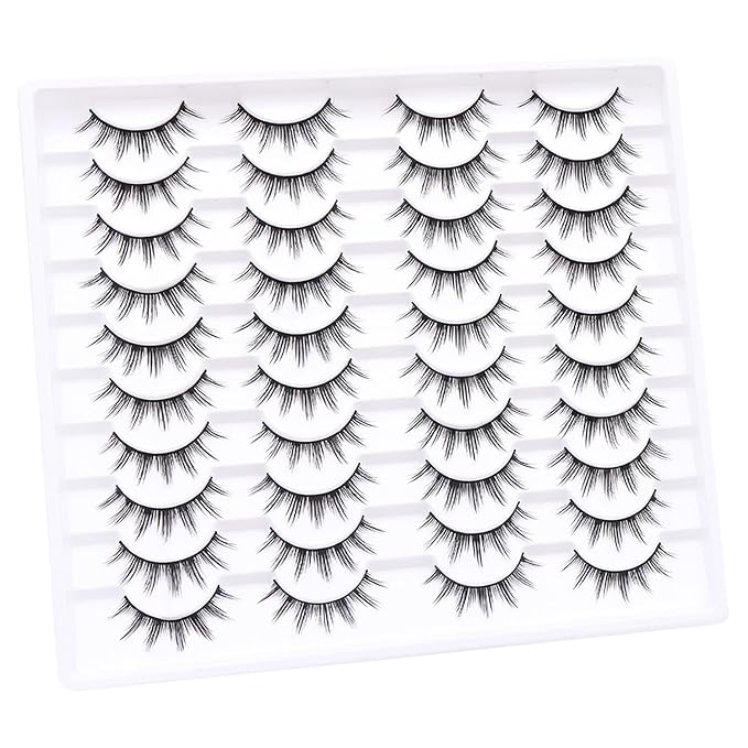 False Eyelashes 20 Pairs Wispy Lashes Faux Mink Lashes 14mm 3D Fluffy Cat Eye Lashes （style 20-067)