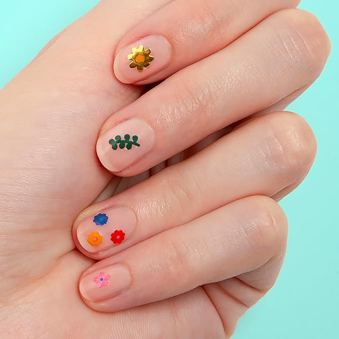 Omy Flowers Art Stickers - 120 Stickers, Waterproof, Durable, Fun, Creative Designs | Strong Enough to Last Through Hand Washing - Easy to Apply, Safe, Non-Toxic | Age 6 and Up