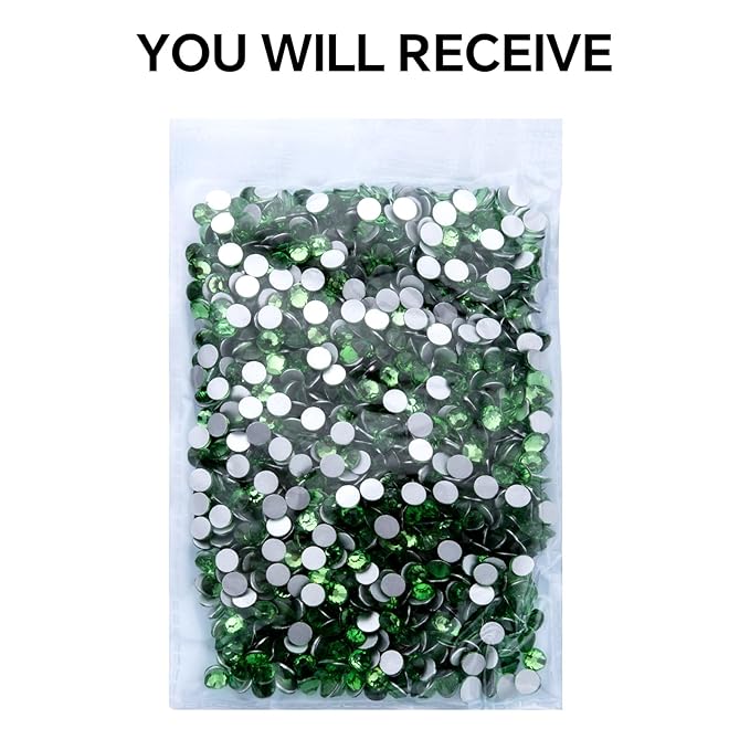 3000Pcs Light Green Crystal Rhinestones,Glass Flatback Rhinestones Gemstones Mini for Nail Face Makeup Art Crafts Clothes Decoration - (SS10,2.8mm,Light Green)