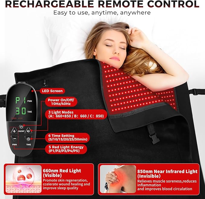 2570 LEDs Dual Full Body Red Light Therapy Mat, Eligible Red Light Therapy Blanket, 2570pcs Dual Wavelength LEDs(660nm& 850nm), Premium Leather, Adjustable Timer & Intensity