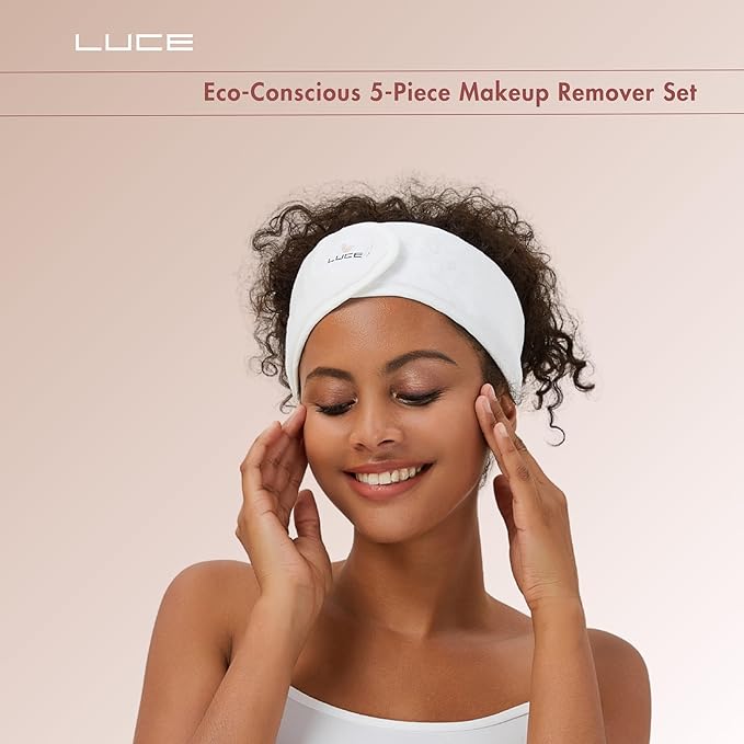 LUCE Lazy Eraser Makeup Remover Pads - Reusable Makeup Remover Pads (White, 5-Pack)