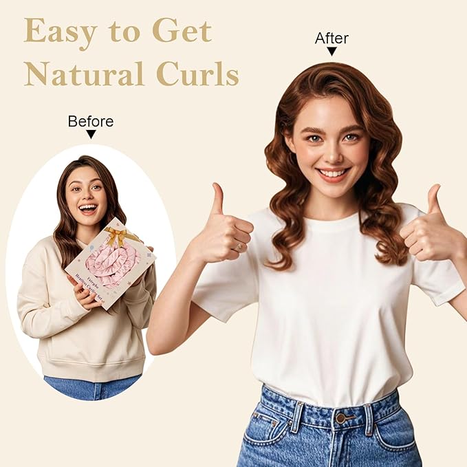 Ystrybo Satin Heatless Hair Curler Curls Overnight Hair Curlers to Sleep In, Hair Curlers No Heat Curls Overnight, Heatless Curling Set for Women Long Hair - 8 Pcs (Blush Pink)