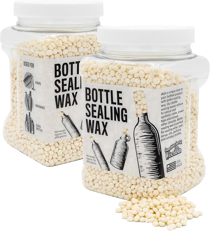 Blended Waxes, Inc. Bottle Sealing Wax, Pastille Wax Seal Beads For Wine, Beer, and Liquor Bottle Sealing, Seals Between 25-30 Bottles, 1 lb, Ivory Pearl