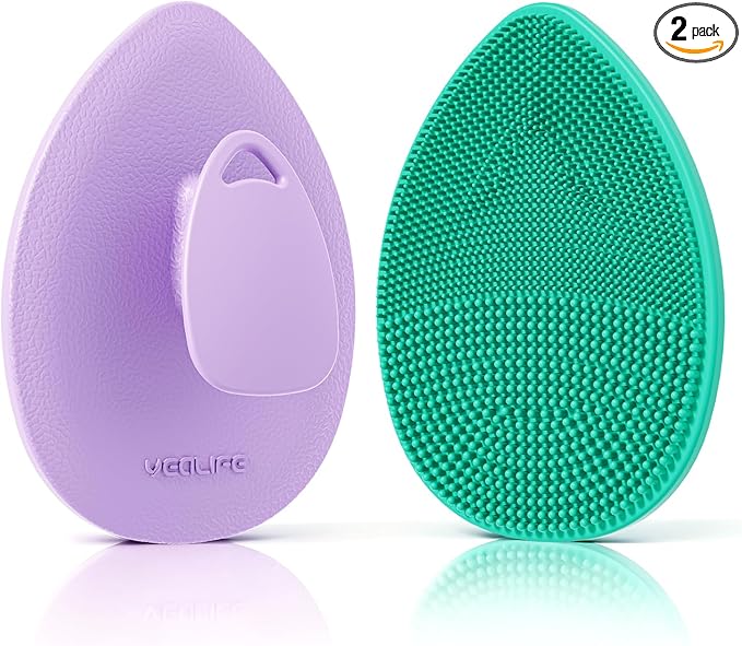 Silicone Face Scrubber 2 Pack, Manual Facial Cleansing Brush for Men and Women, Gentle Face Wash Brush for All Skin Type, Skin Care Face Brushes for Exfoliating, Pore and Blackhead Remover