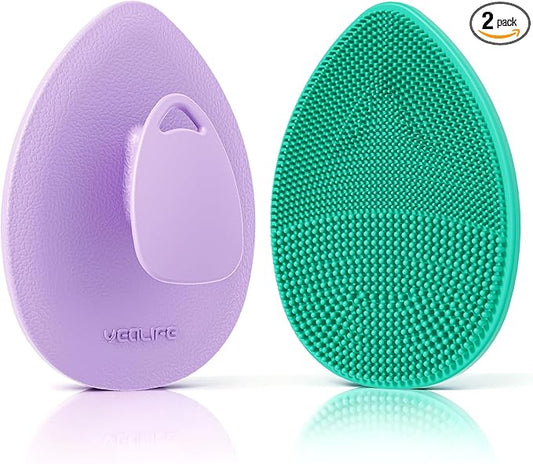 Silicone Face Scrubber 2 Pack, Manual Facial Cleansing Brush for Men and Women, Gentle Face Wash Brush for All Skin Type, Skin Care Face Brushes for Exfoliating, Pore and Blackhead Remover