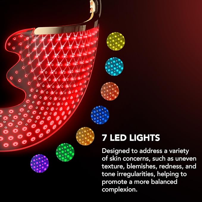 FAQ 202 Face Mask Device + Red Light Peptide Serum Bundle – 8-Mode Wireless Mask with 600 Light Points – Wearable Skincare Set