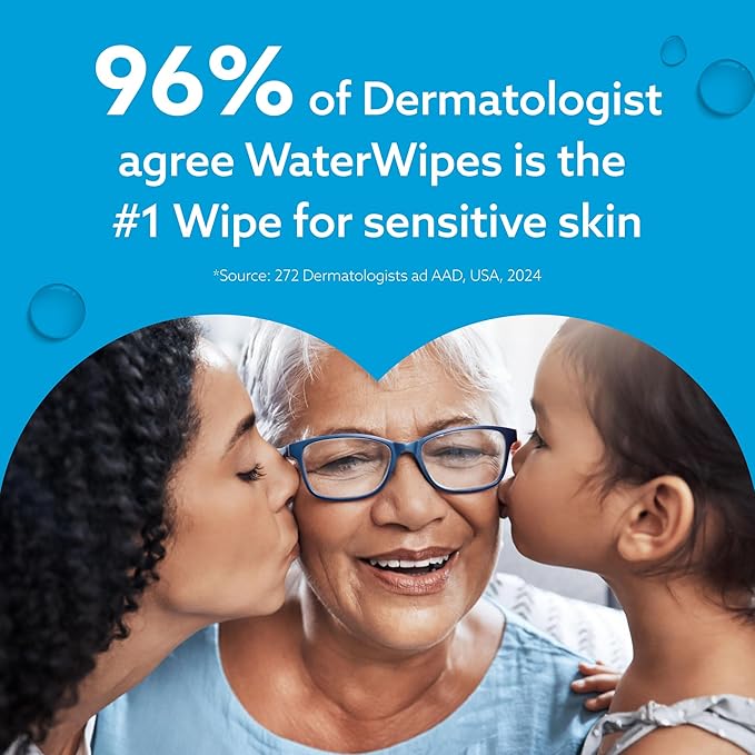 WaterWipes Sensitive+ Newborn & Baby Wipes, 3-In-1 Cleans, Cares, Protects, 99.9% Water, Unscented & Hypoallergenic, 1080 Count (18 Packs)