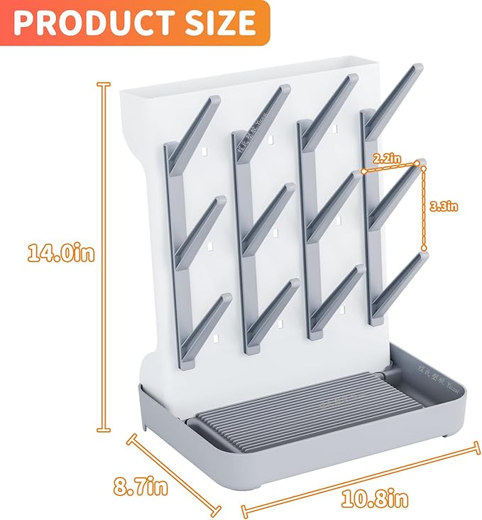 SuoXing Vertical Baby Bottle Drying Rack,Space Saving Countertop Baby Drying Rack for Bottles,Large Baby Bottle Station Stand,Bottle Rack Dryer for Brushes,Pacifiers,Baby Accessories Organizer,Grey