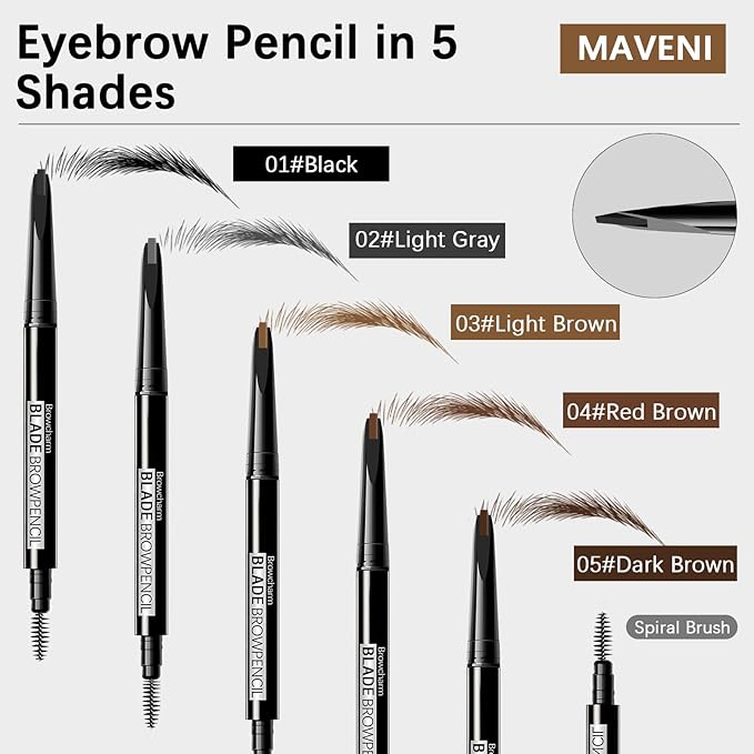 Browcharm Microblading Eyebrow Pencil for Women,0.1mm Ultra-Fine Mechanical Pencil,Makeup Brow Definer Waterproof,Draws Tiny Brow Hairs and Fills in Sparse Areas and Gaps (02 Light Grey)