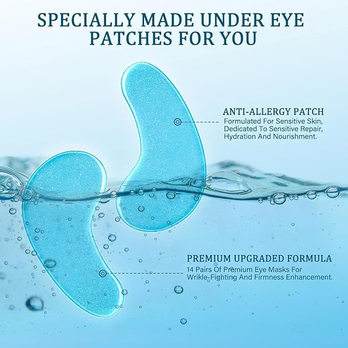 Under Eye Patches Masks - for Dark Circles, puffiness Smoothing Skin Care Treatment, and Fade Wrinkles, Fine Lines with Collagen and Hyaluronic Acid for Women and Men, (30 Pcs) White